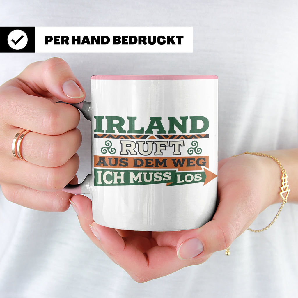 Irland ruft Tasse für Auswanderer & Urlauber, Keltischer Kno – Rosa [farbe:rosa]