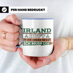 Irland ruft Tasse für Auswanderer & Urlauber, Keltischer Kno – Blau [farbe:blau]