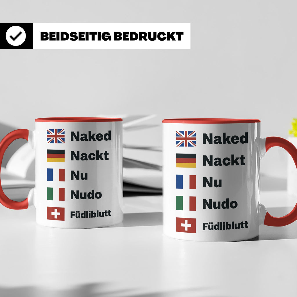 Füdliblutt Tasse Schwiizerdütsch Spruch | Lustiger Schweizer – Rot [farbe:rot]