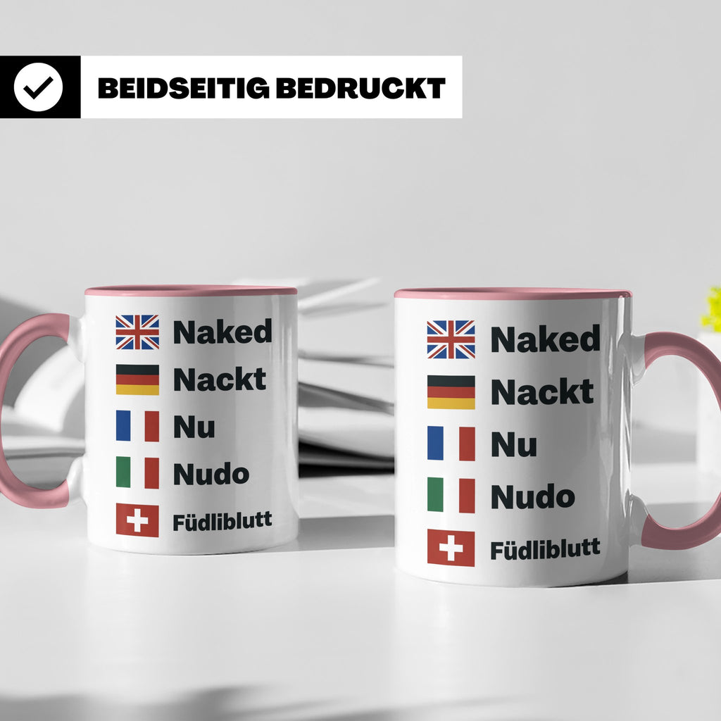 Füdliblutt Tasse Schwiizerdütsch Spruch | Lustiger Schweizer – Rosa [farbe:rosa]