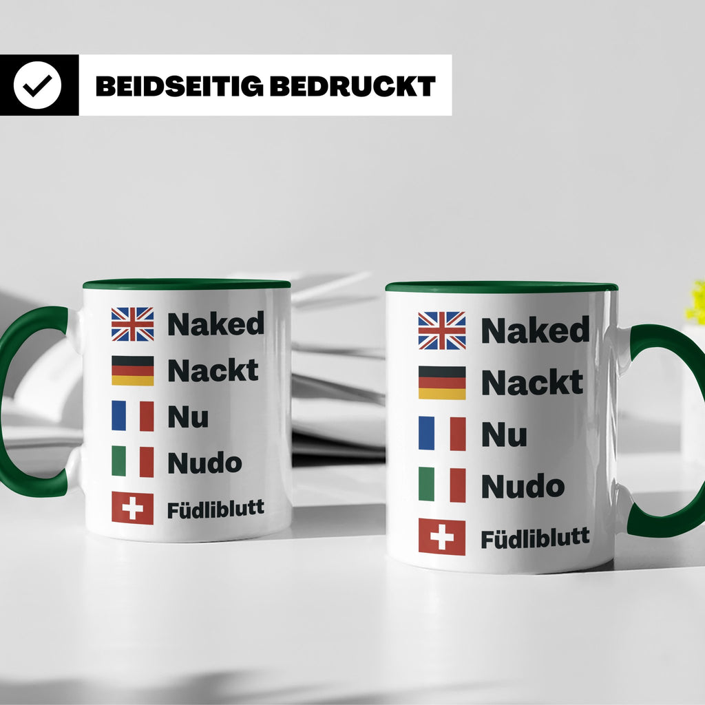 Füdliblutt Tasse Schwiizerdütsch Spruch | Lustiger Schweizer – Grün [farbe:grün]