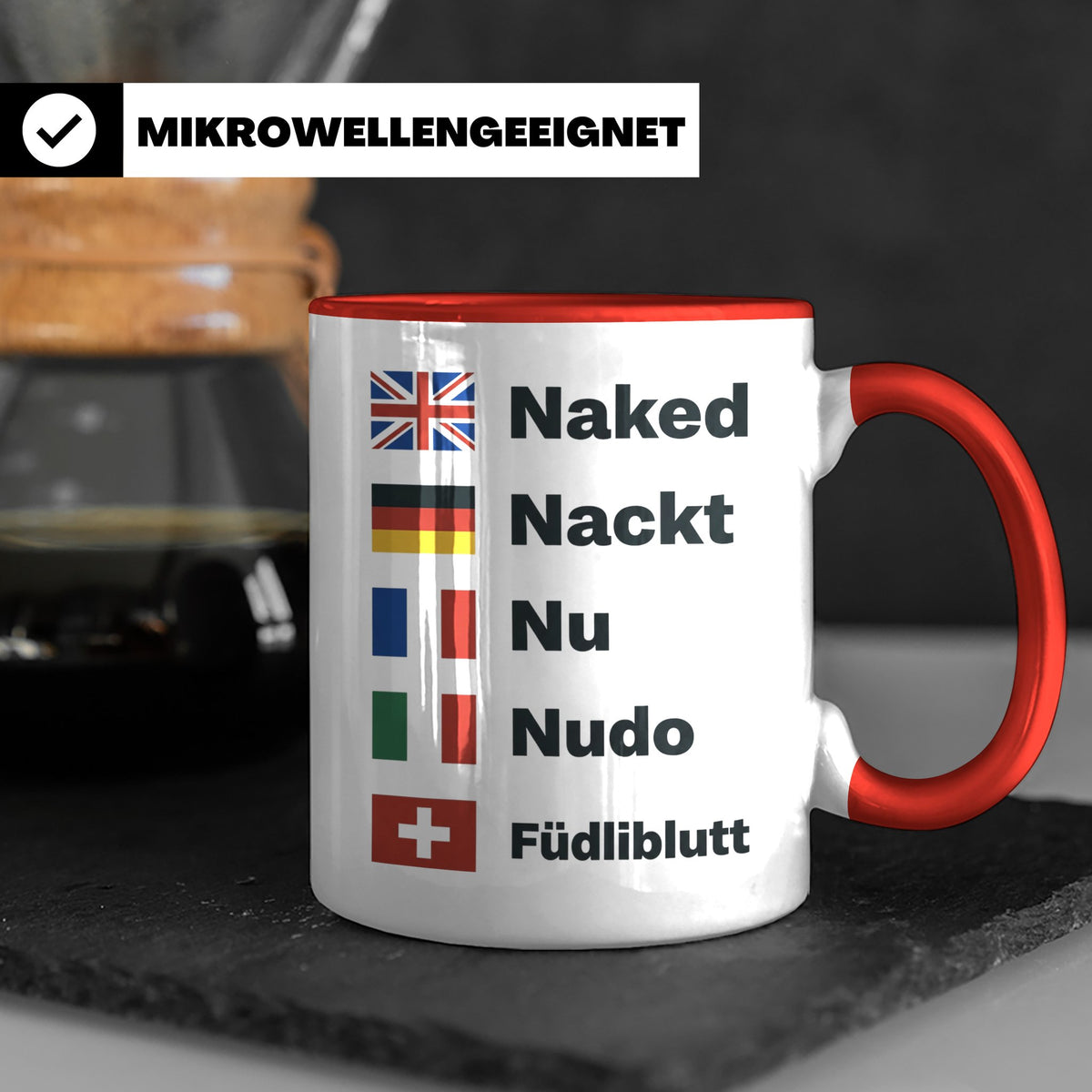 Füdliblutt Tasse Schwiizerdütsch Spruch | Lustiger Schweizer – Rot [farbe:rot]