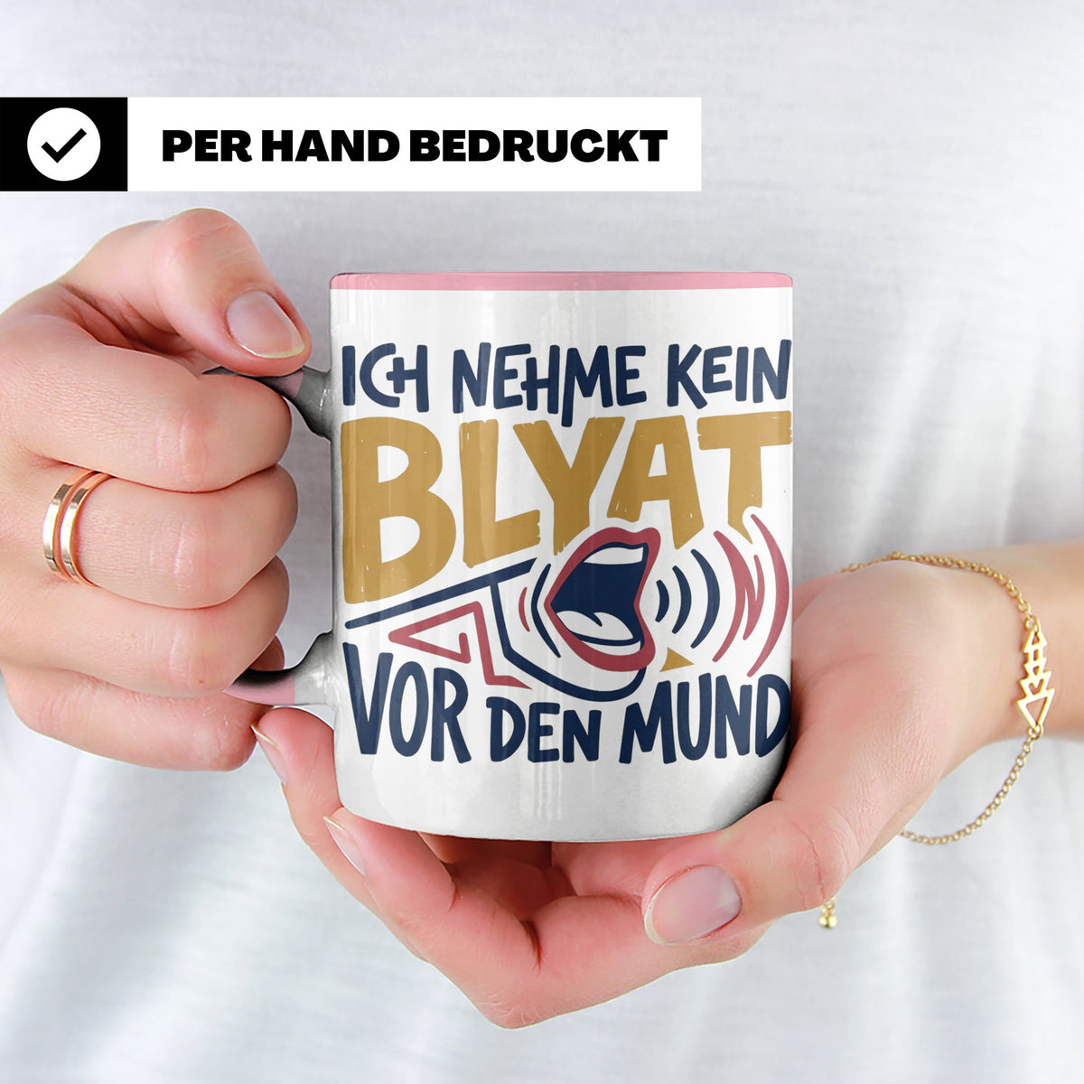 Blyat Tasse mit Spruch Ich nehme kein Blyat vor den Mund. Lu – Rosa [farbe:rosa]