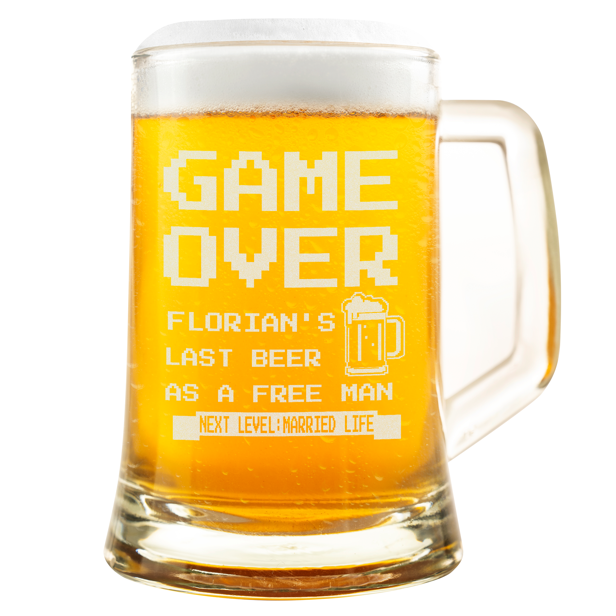 Bierkrug Game Over Geschenk für Männer Junggesellenabschied Lustig Gamer Hochzeit Letztes Bier