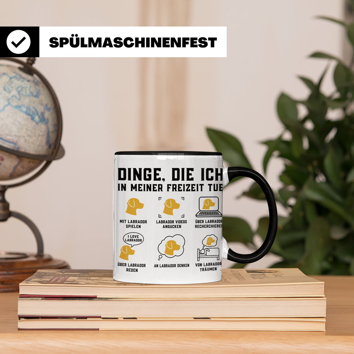 Labrador Tasse lustiger Spruch Dinge die ich tue Hundemama G – Schwarz [farbe:schwarz]