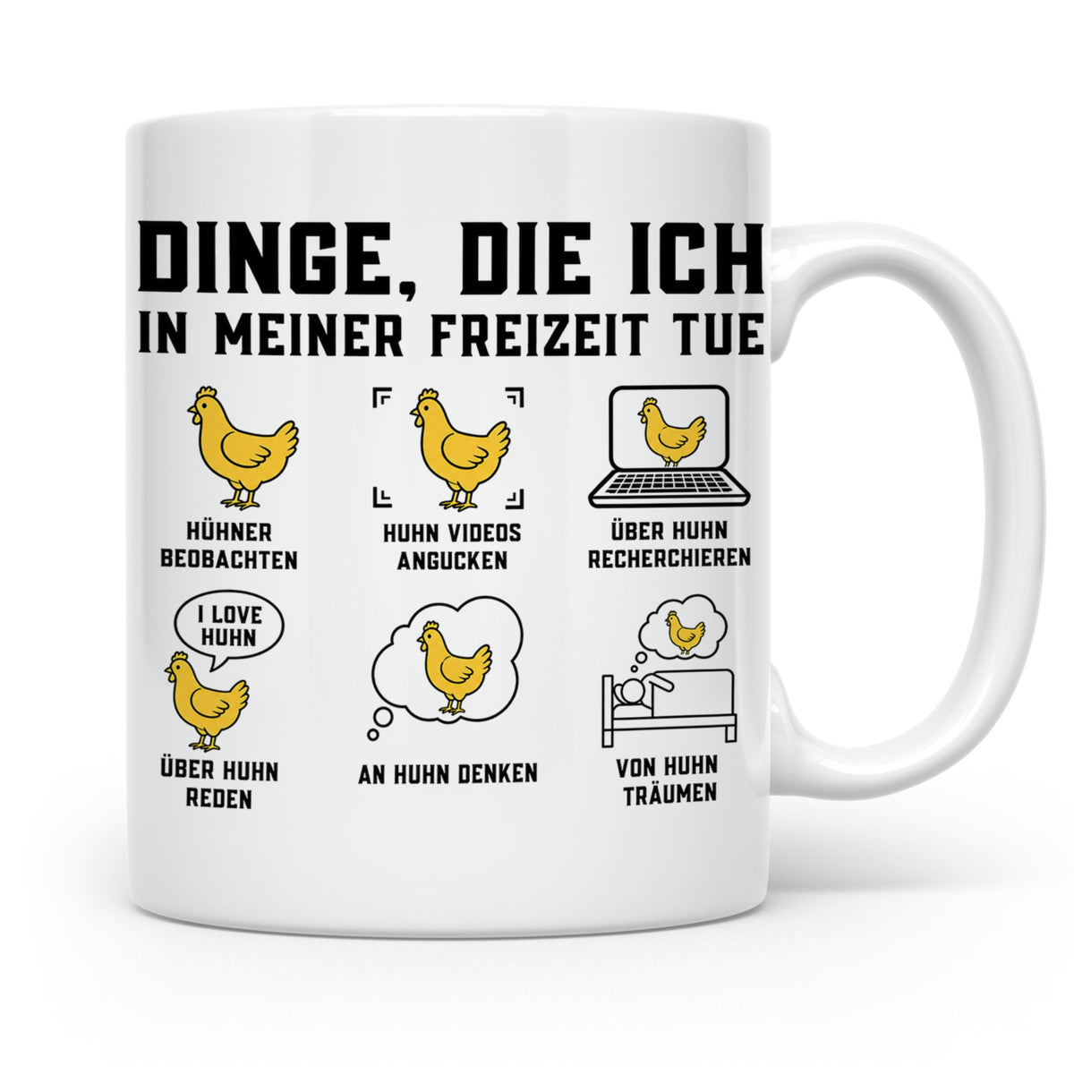 Hühner Tasse 'Dinge die ich tue' lustiges Geschenk für Hühne – Weiß [farbe:weiß]