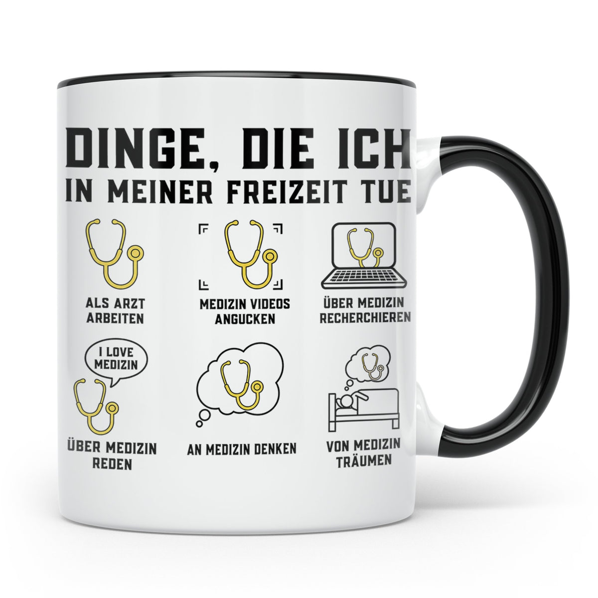 Arzt Tasse mit Spruch Dinge die ich tue | Geschenk für Dokto – Schwarz [farbe:schwarz]
