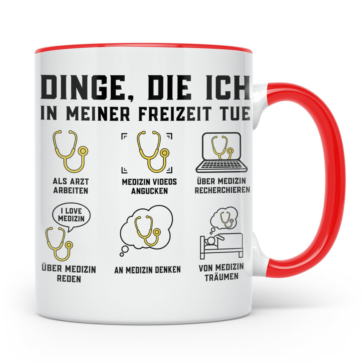 Arzt Tasse mit Spruch Dinge die ich tue | Geschenk für Dokto – Rot [farbe:rot]