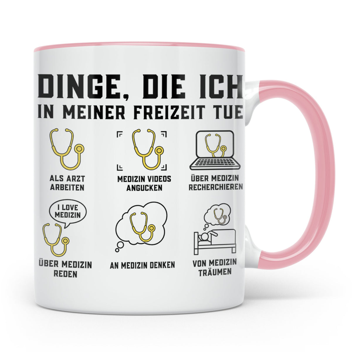 Arzt Tasse mit Spruch Dinge die ich tue | Geschenk für Dokto – Rosa [farbe:rosa]