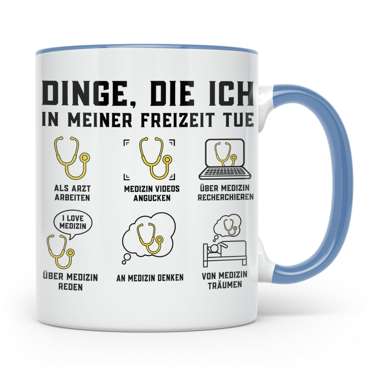 Arzt Tasse mit Spruch Dinge die ich tue | Geschenk für Dokto – Blau [farbe:blau]