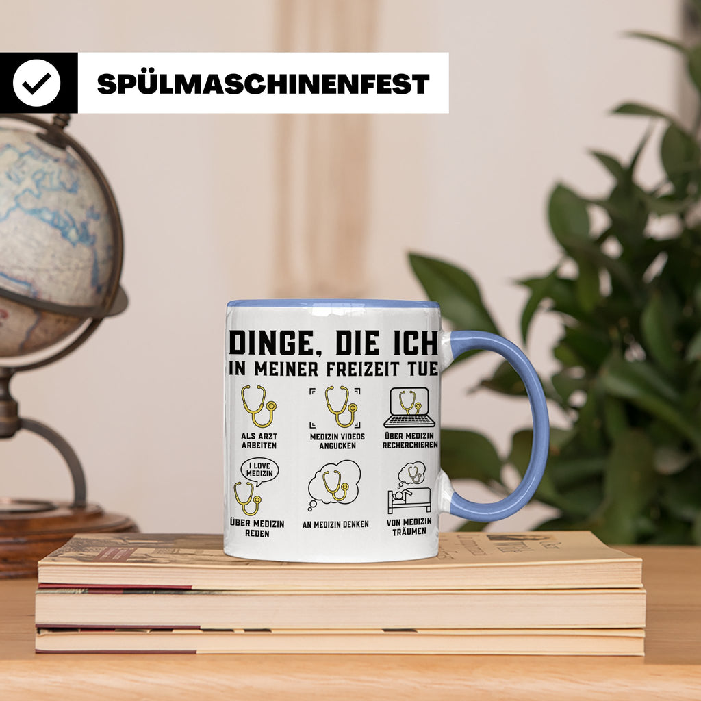 Arzt Tasse mit Spruch Dinge die ich tue | Geschenk für Dokto – Blau [farbe:blau]