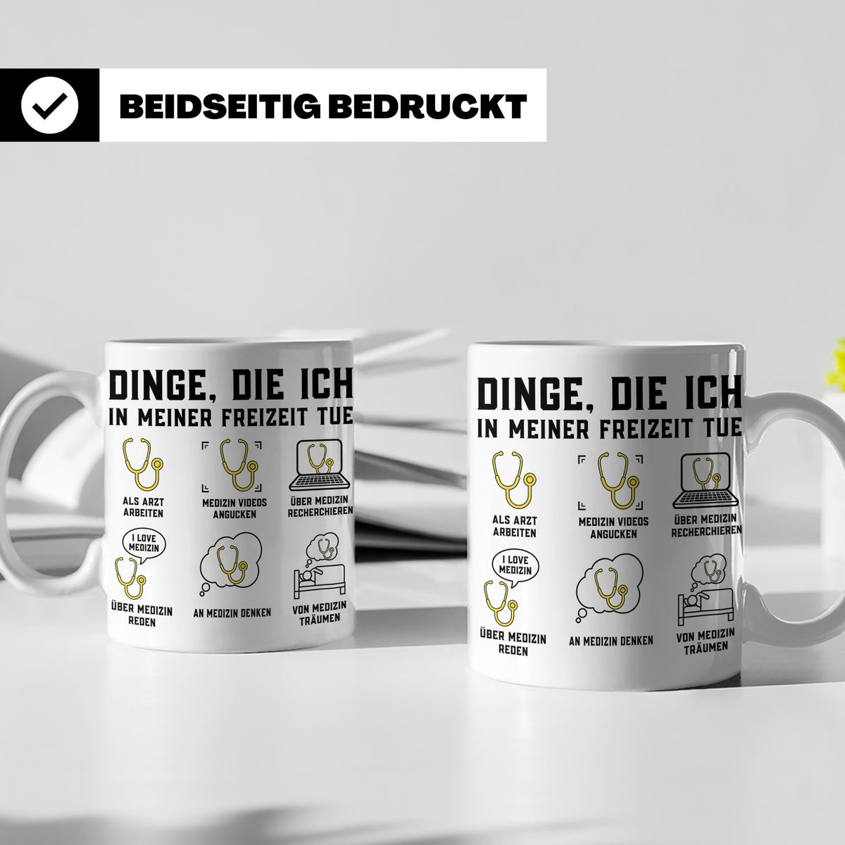 Arzt Tasse mit Spruch Dinge die ich tue | Geschenk für Dokto – Weiß [farbe:weiß]