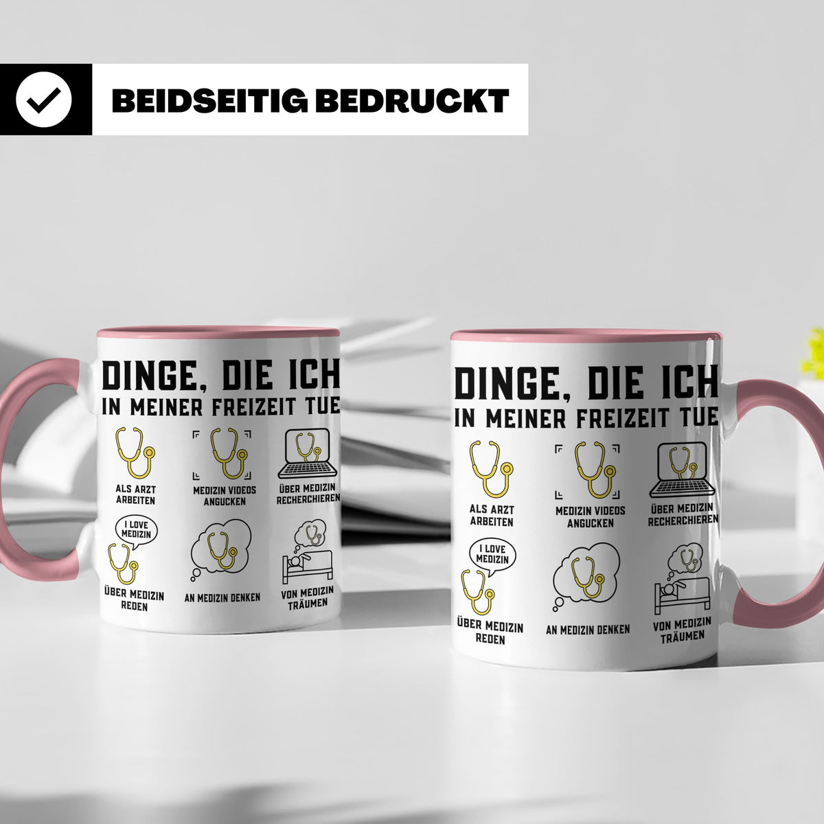 Arzt Tasse mit Spruch Dinge die ich tue | Geschenk für Dokto – Rosa [farbe:rosa]