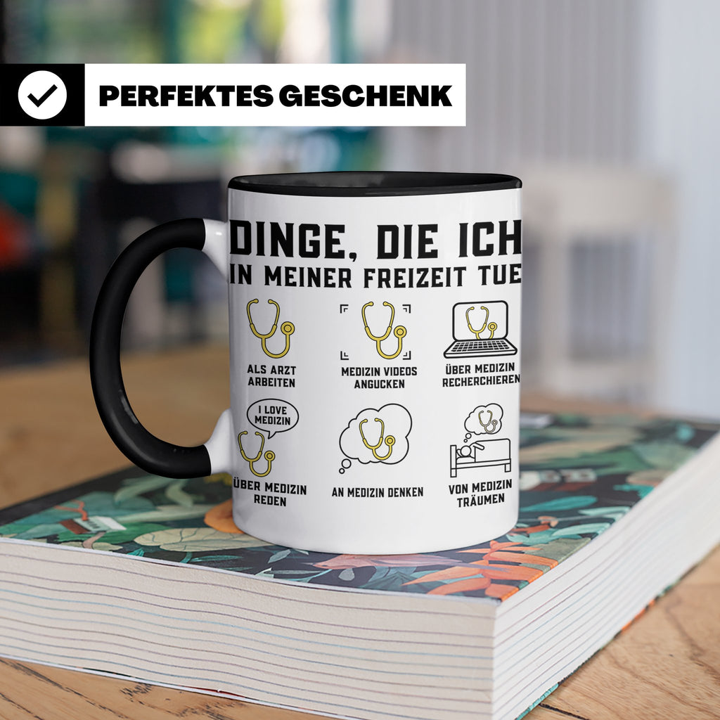 Arzt Tasse mit Spruch Dinge die ich tue | Geschenk für Dokto – Schwarz [farbe:schwarz]