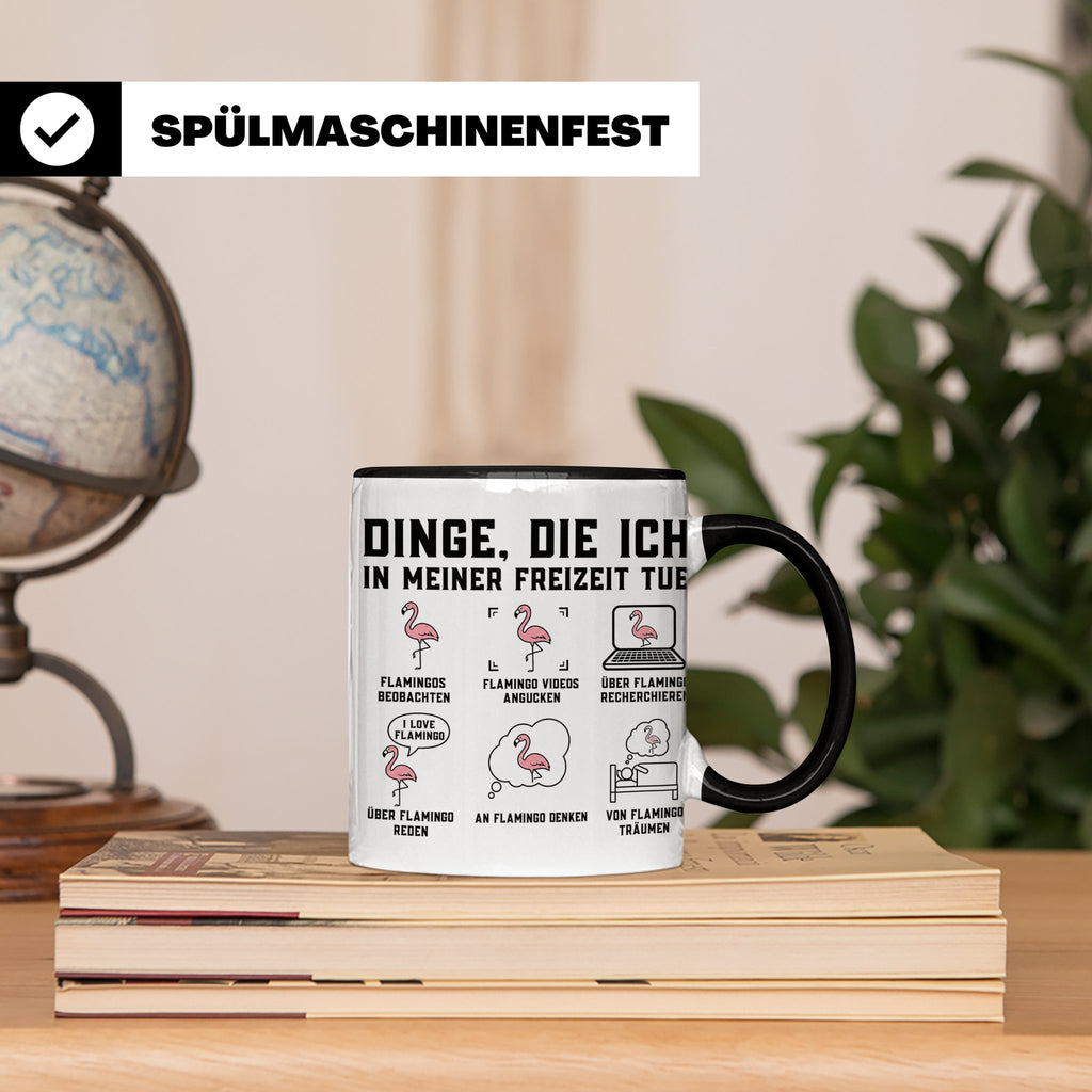 Flamingo Tasse mit lustigem Spruch Dinge die ich in meiner F – Schwarz [farbe:schwarz]