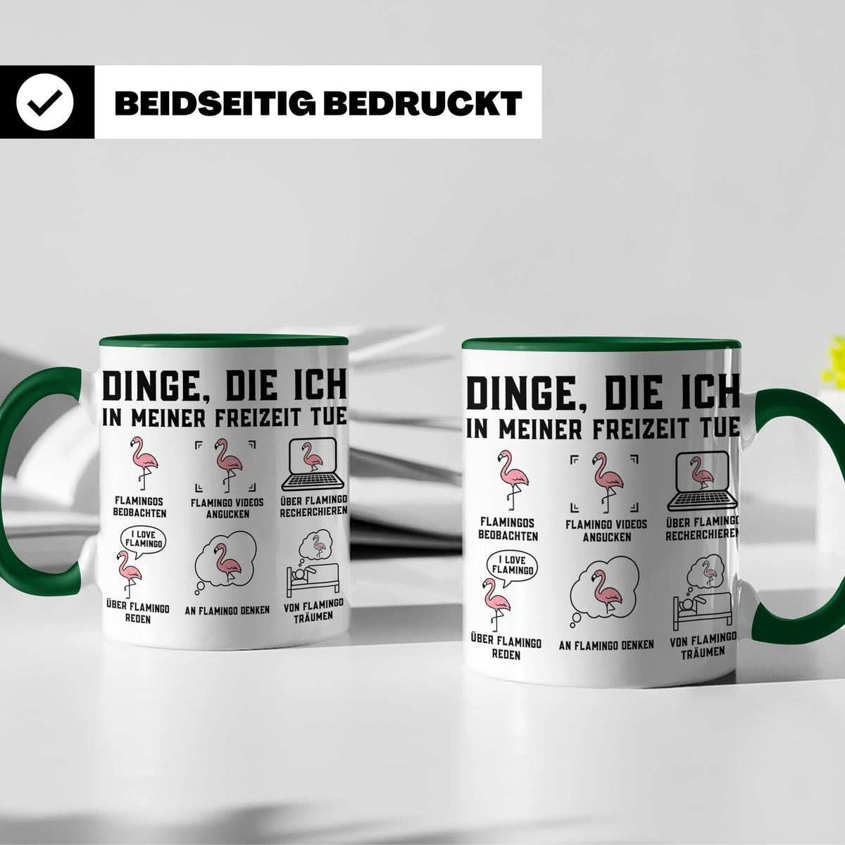 Flamingo Tasse mit lustigem Spruch Dinge die ich in meiner F – Grün [farbe:grün]