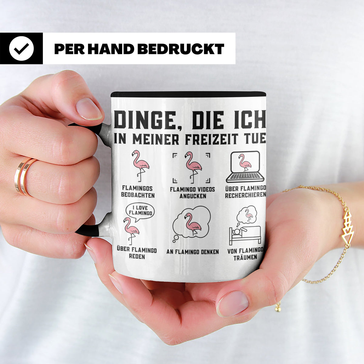 Flamingo Tasse mit lustigem Spruch Dinge die ich in meiner F – Schwarz [farbe:schwarz]