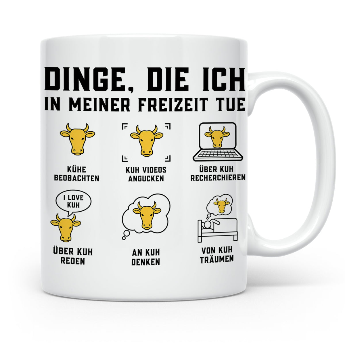 Kuh Tasse für Landwirt & Bauer, Dinge die ich tue, lustiges  – Weiß [farbe:weiß]