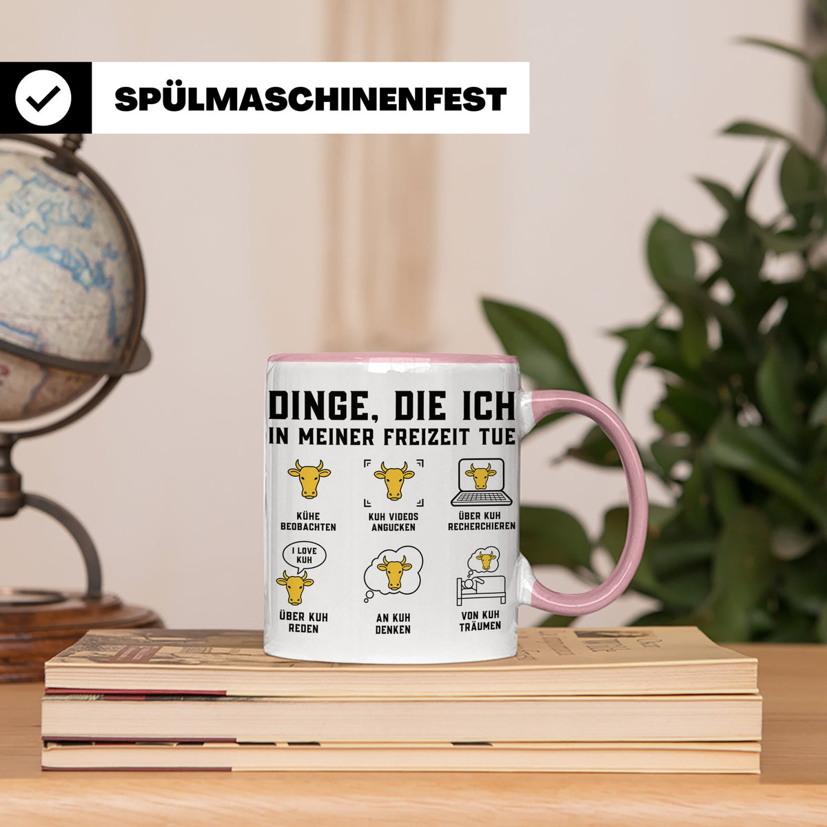 Kuh Tasse für Landwirt & Bauer, Dinge die ich tue, lustiges  – Rosa [farbe:rosa]