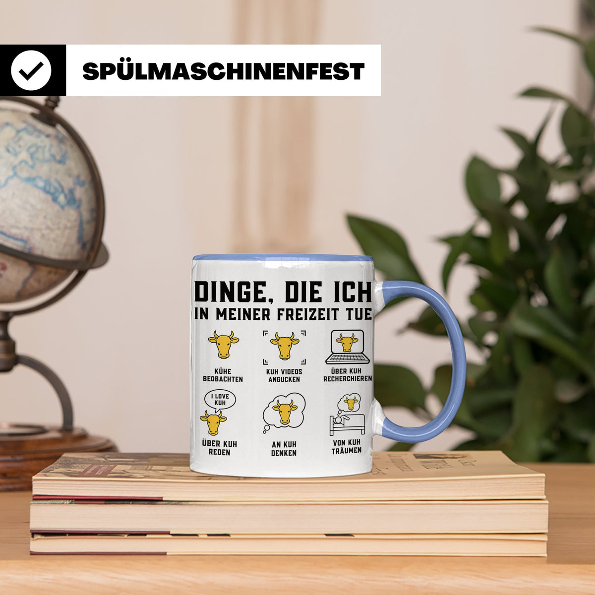 Kuh Tasse für Landwirt & Bauer, Dinge die ich tue, lustiges  – Blau [farbe:blau]