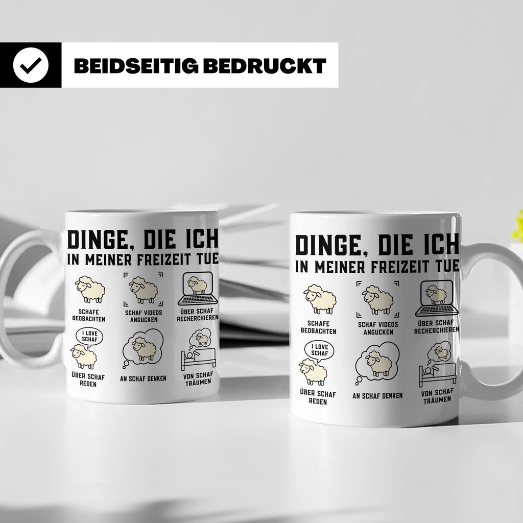 Schaf Tasse "Dinge die ich in meiner Freizeit tue" lustiger  – Weiß [farbe:weiß]