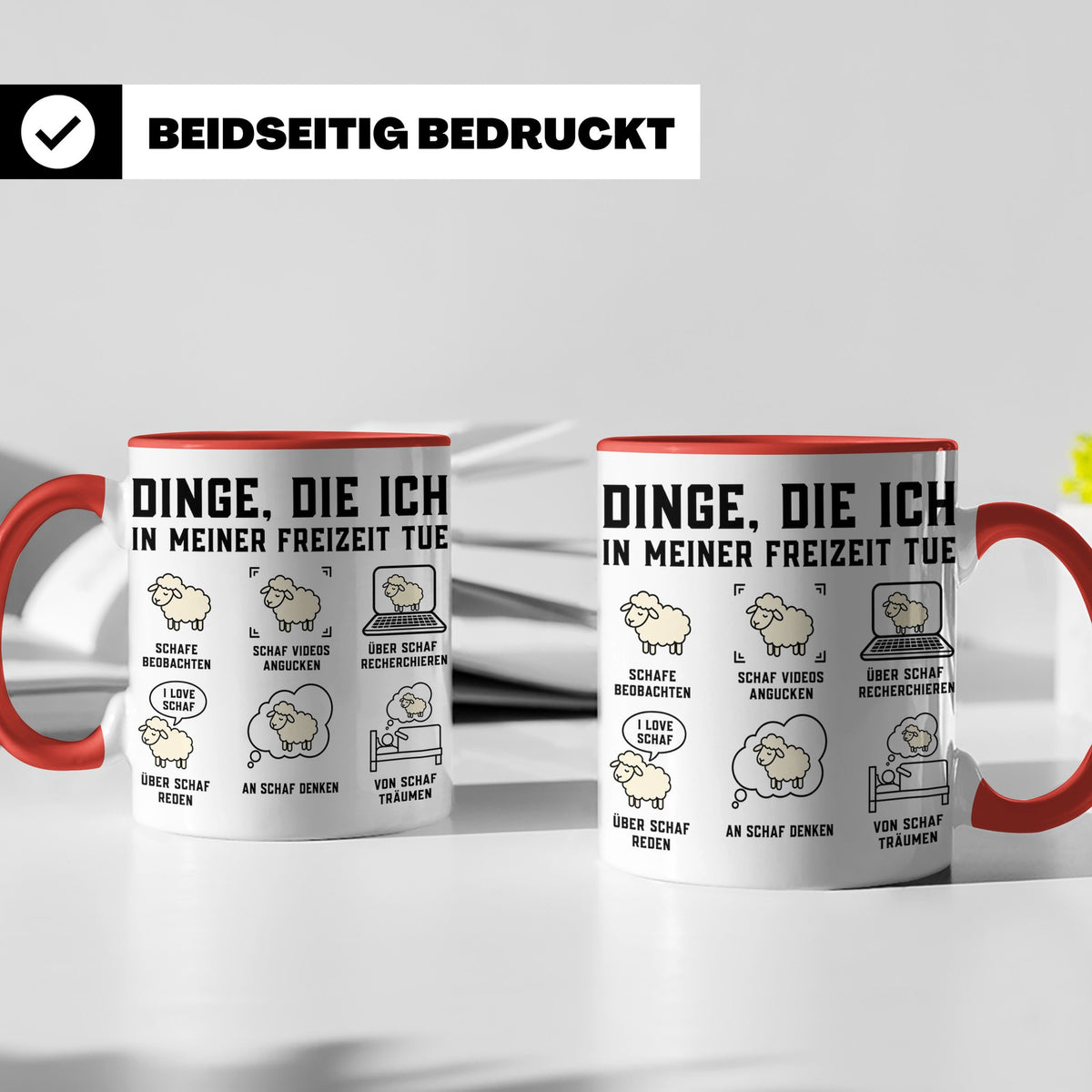 Schaf Tasse "Dinge die ich in meiner Freizeit tue" lustiger  – Rot [farbe:rot]