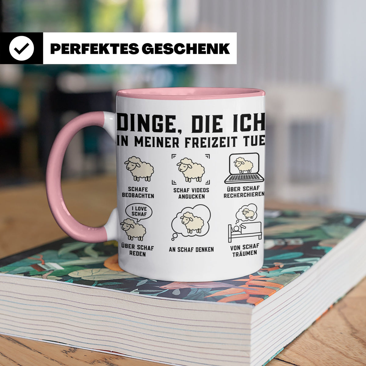 Schaf Tasse "Dinge die ich in meiner Freizeit tue" lustiger  – Rosa [farbe:rosa]