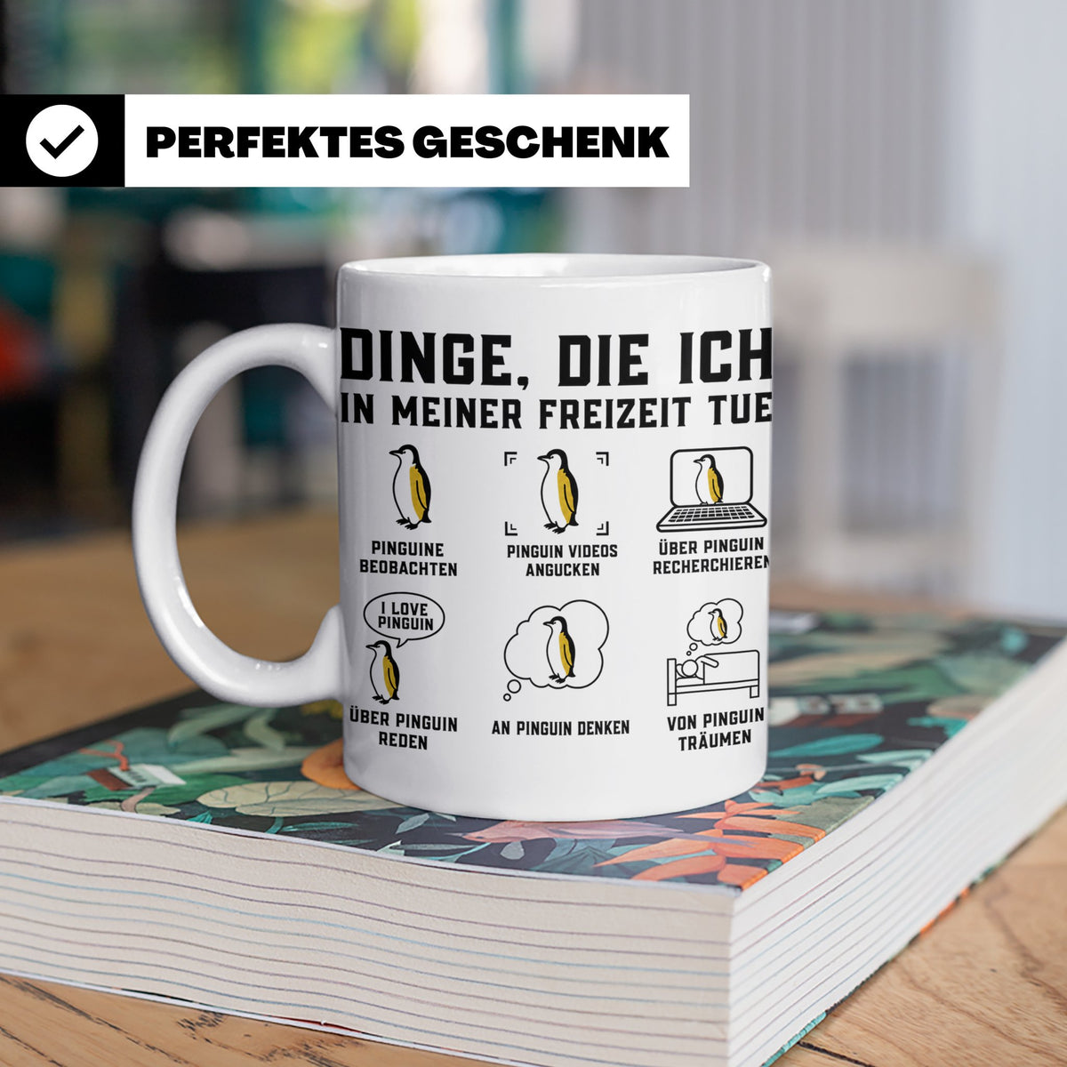 Pinguin Tasse Dinge die ich in meiner Freizeit tue | Lustige – Weiß [farbe:weiß]