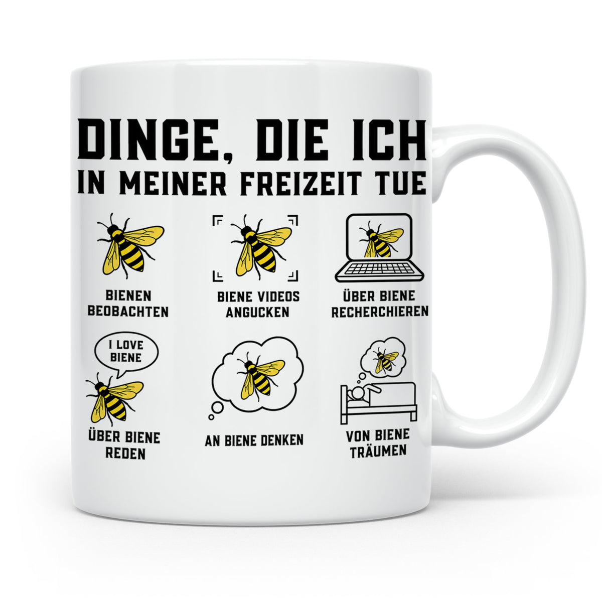 Imker Tasse mit Spruch Dinge die ich in meiner Freizeit tue  – Weiß [farbe:weiß]