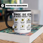 Imker Tasse mit Spruch Dinge die ich in meiner Freizeit tue  – Schwarz [farbe:schwarz]