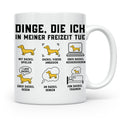 Dackel Tasse mit Spruch "Dinge, die ich in meiner Freizeit t – Weiß [farbe:weiß]