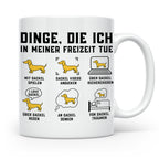 Dackel Tasse mit Spruch "Dinge, die ich in meiner Freizeit t – Weiß [farbe:weiß]