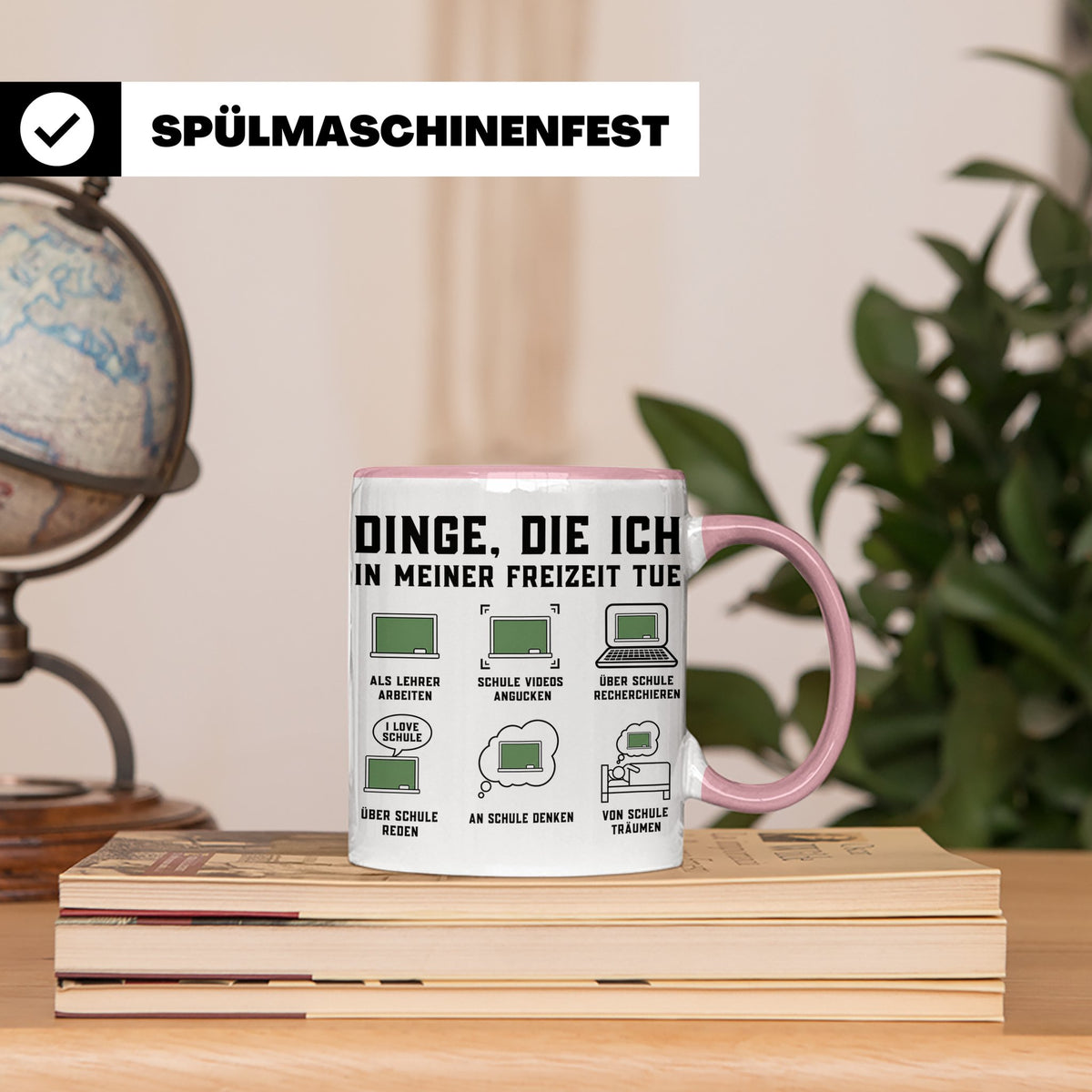Lehrer Tasse Dinge die ich in meiner Freizeit tue lustig Spr – Rosa [farbe:rosa]