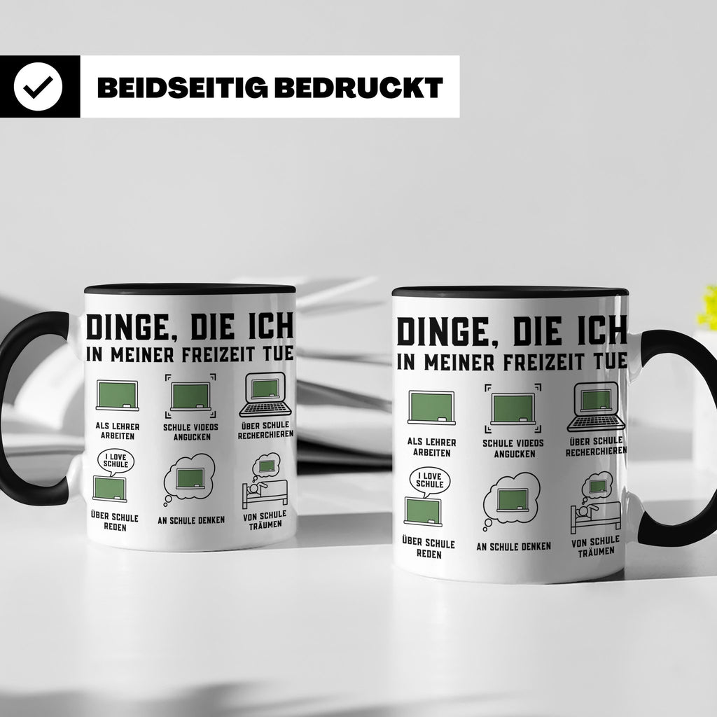 Lehrer Tasse Dinge die ich in meiner Freizeit tue lustig Spr – Schwarz [farbe:schwarz]