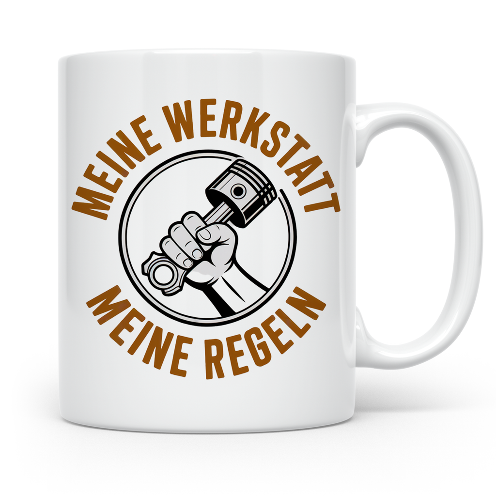 Meine Werkstatt Meine Regeln Tasse - Schrauber Werkstattrege – Weiß [farbe:weiß]