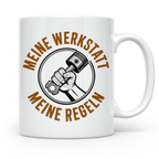 Meine Werkstatt Meine Regeln Tasse - Schrauber Werkstattrege – Weiß [farbe:weiß]
