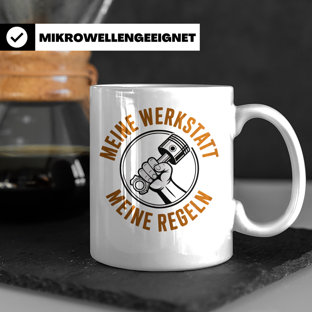 Meine Werkstatt Meine Regeln Tasse - Schrauber Werkstattrege – Weiß [farbe:weiß]