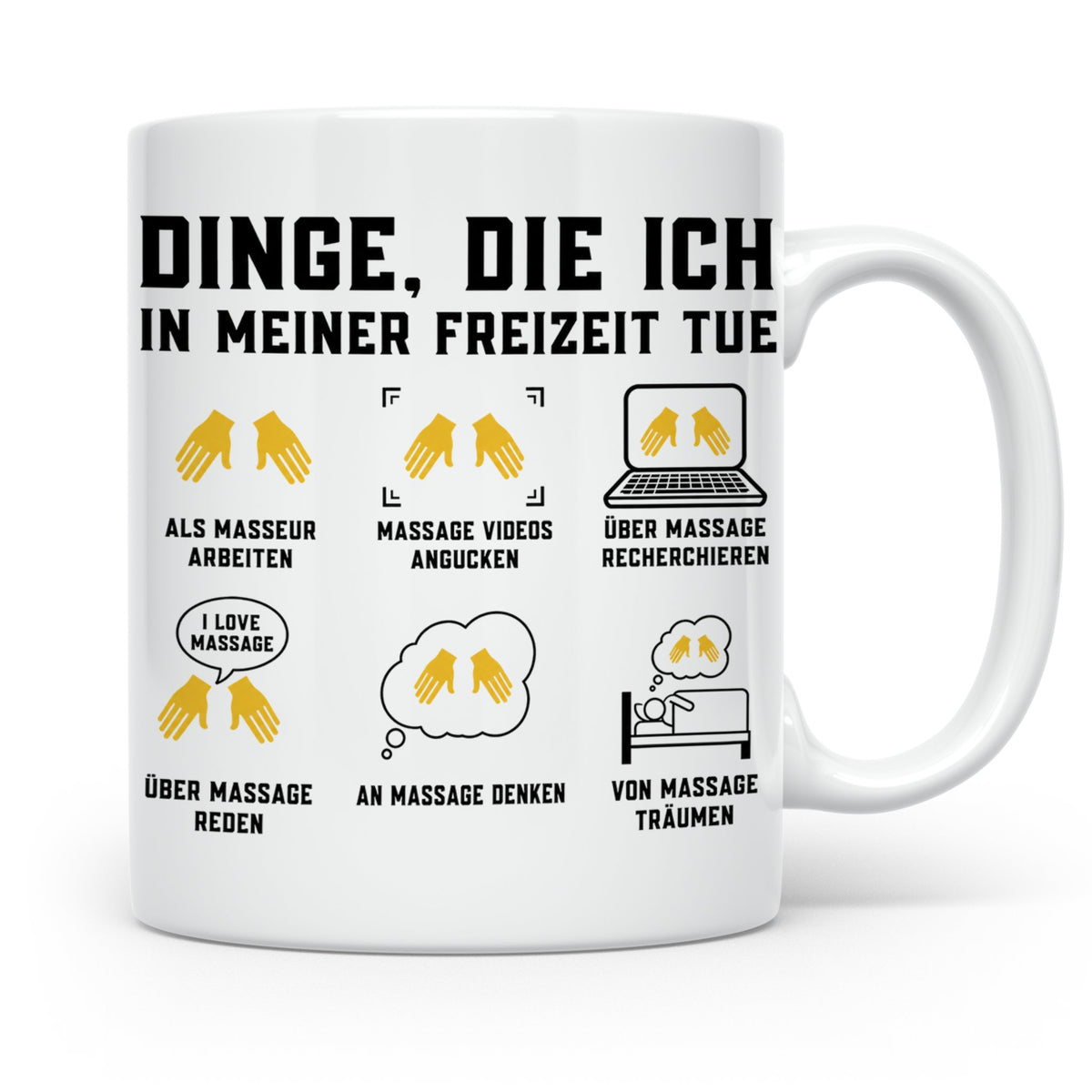 Masseur Tasse mit Spruch Dinge die ich in meiner Freizeit tu – Weiß [farbe:weiß]
