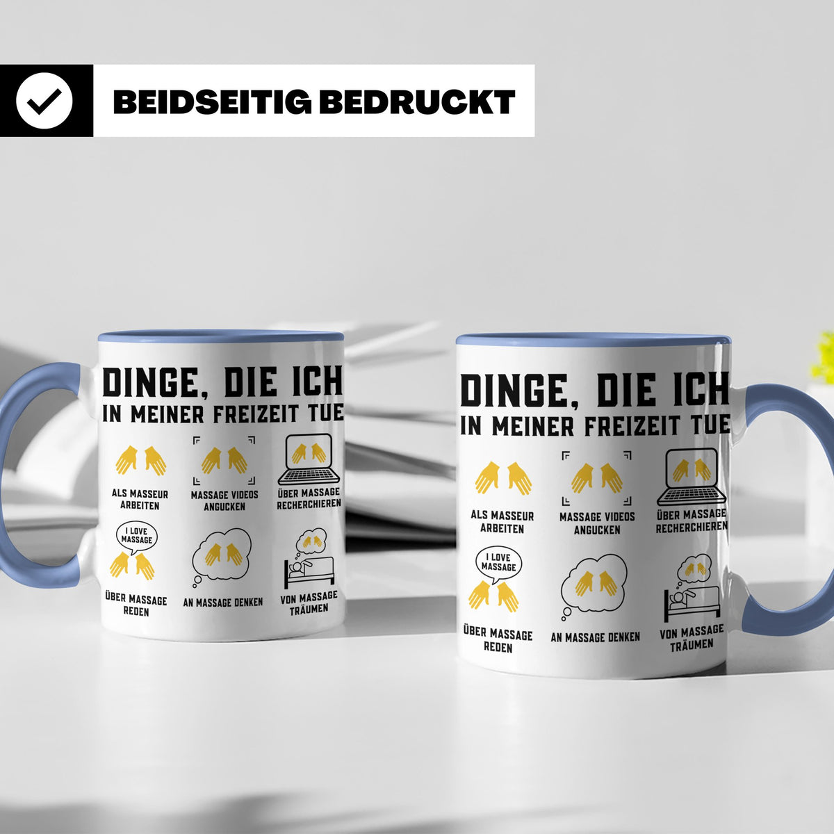 Masseur Tasse mit Spruch Dinge die ich in meiner Freizeit tu – Blau [farbe:blau]