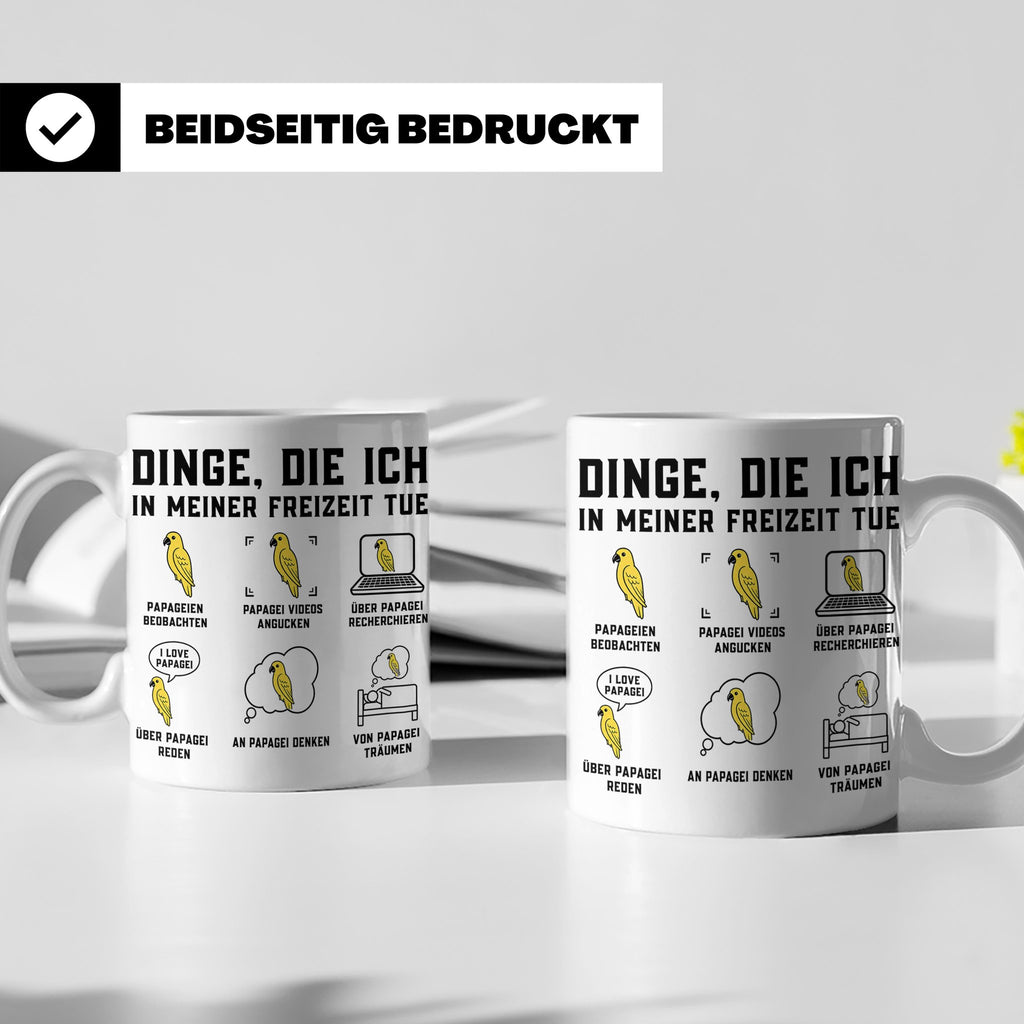 Papagei Tasse 'Dinge die ich tue' lustig, Geschenk Vogelhalt – Weiß [farbe:weiß]