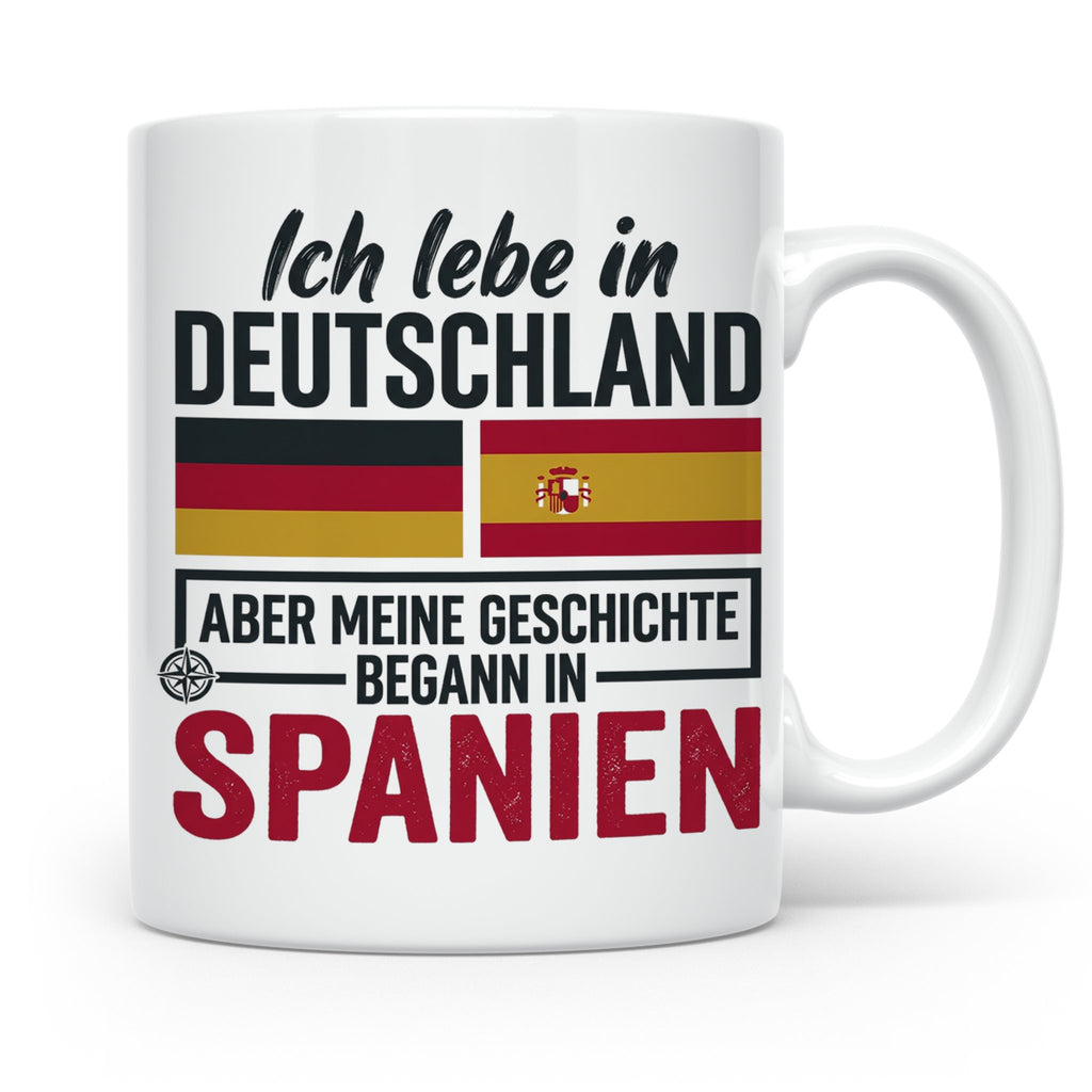 Spanier in Deutschland Tasse mit Spruch & Flagge. Geschenk f – Weiß [farbe:weiß]