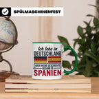 Spanier in Deutschland Tasse mit Spruch & Flagge. Geschenk f – Grün [farbe:grün]