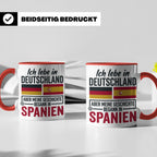 Spanier in Deutschland Tasse mit Spruch & Flagge. Geschenk f – Rot [farbe:rot]