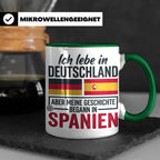 Spanier in Deutschland Tasse mit Spruch & Flagge. Geschenk f – Grün [farbe:grün]