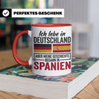 Spanier in Deutschland Tasse mit Spruch & Flagge. Geschenk f – Rot [farbe:rot]