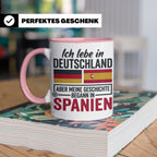 Spanier in Deutschland Tasse mit Spruch & Flagge. Geschenk f – Rosa [farbe:rosa]