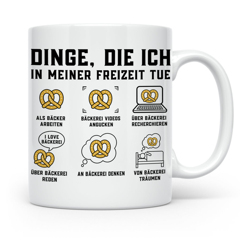 Bäcker Tasse lustig Dinge die ich in meiner Freizeit tue Spr – Weiß [farbe:weiß]