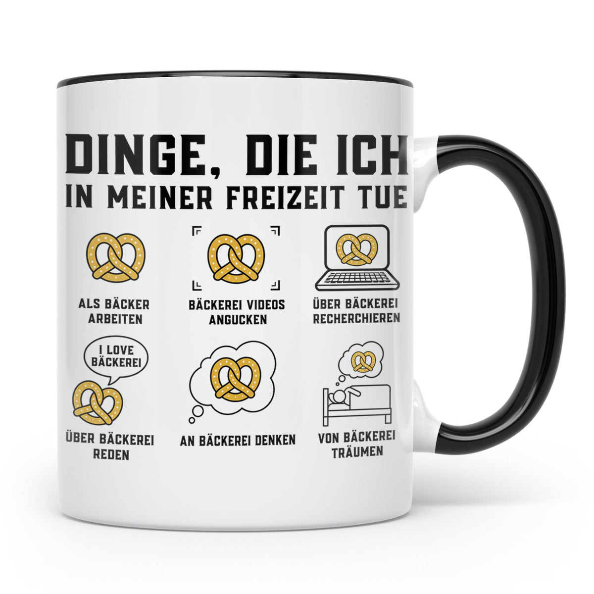 Bäcker Tasse lustig Dinge die ich in meiner Freizeit tue Spr – Schwarz [farbe:schwarz]