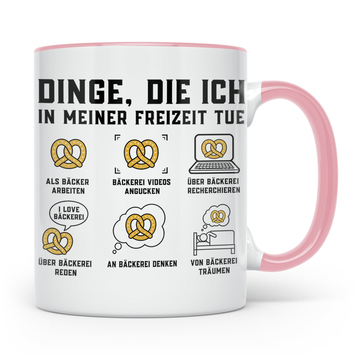 Bäcker Tasse lustig Dinge die ich in meiner Freizeit tue Spr – Rosa [farbe:rosa]
