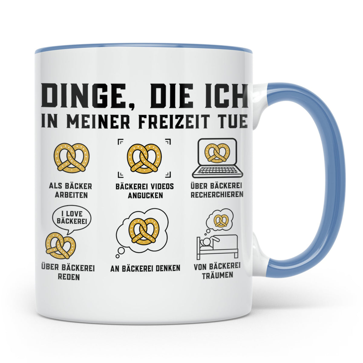 Bäcker Tasse lustig Dinge die ich in meiner Freizeit tue Spr – Blau [farbe:blau]